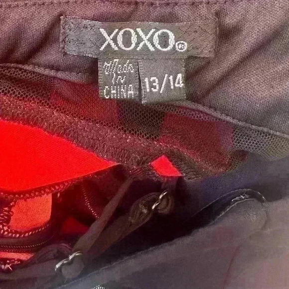 XOXO Colorblock Dress Orange Pink Sheer Panels Stretch Size M - Picture 9 of 15